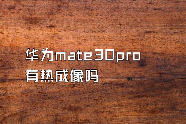 华为mate30pro有热成像吗